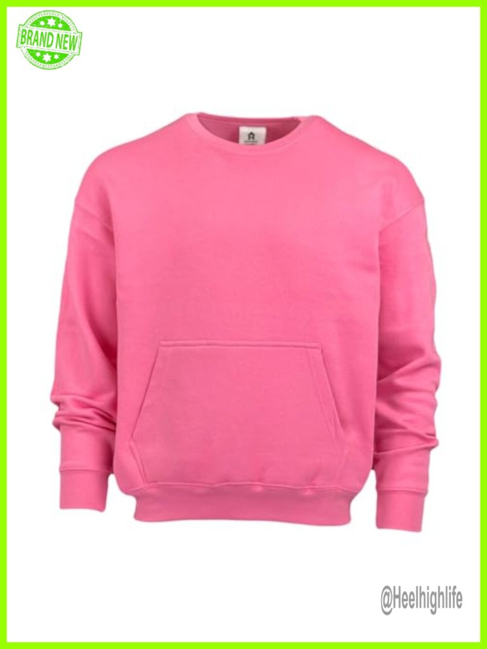 Ultra Soft Ringspun Cotton Poly Fleece Pouch Pocket Crewneck Sweatshirt